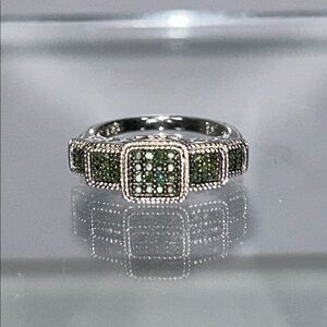 NWOT Chuck Clemency Sterling Silver Genuine Green Diamond Designer Ring Boho